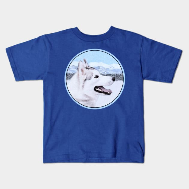 Siberian Husky (Silver and White) Kids T-Shirt by Alpen Designs